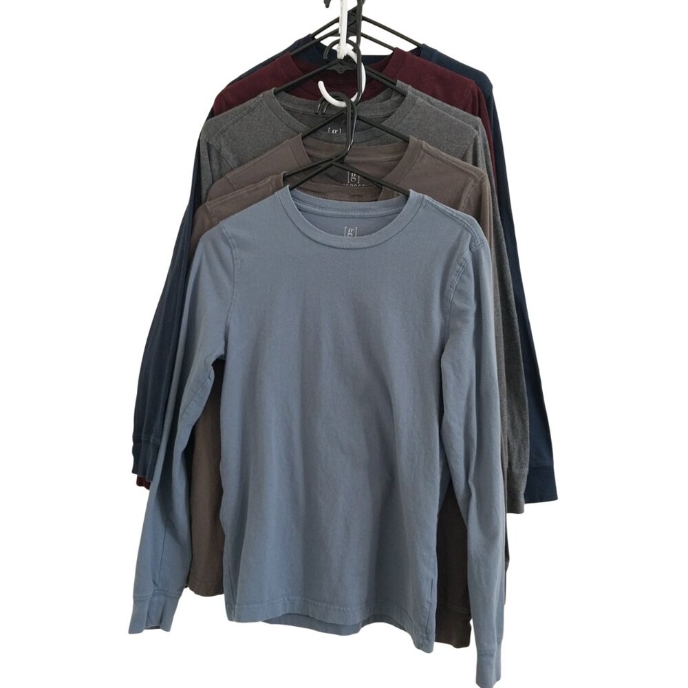 George Mens Cotton Crewneck T-shirts With Long Sleeves Bundle Set Of 7 Size XS